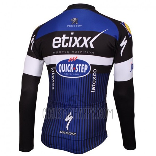 Etixx Quick Step Cycling Jersey Bib Tight 2016 Long Sleeve Blue and Black